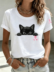 Women's Breast Cancer Awareness Print Short-sleeved T-shirt