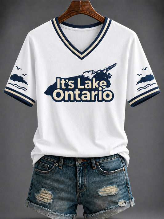 Women's “It's Lake Ontario ” Printed V-neck T-shirt