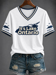 Women's “It's Lake Ontario ” Printed V-neck T-shirt