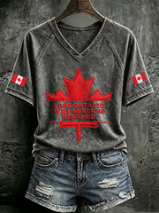 Women's Lake Ontario V-neck off-shoulder short-sleeved T-shirt