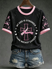 Women's breast cancer theme casual short-sleeved T-shirt