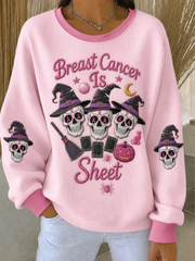 Women's Breast Cancer Is BOO Sheet Ribbed Round-Neck Sweatshirt