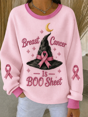 Women's Breast Cancer Is BOO Sheet Ribbed Round-Neck Sweatshirt