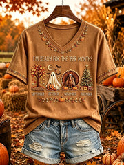 Women's Vintage I'm Ready For The 'ber Months Print Short-sleeved T-shirt