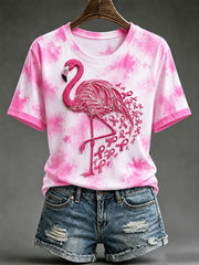 Women's Breast Cancer Awareness Flamingo Short-sleeved T-shirt