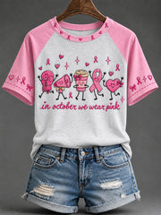 Women's Cute Breast Cancer Awareness Print Short-sleeved T-shirt