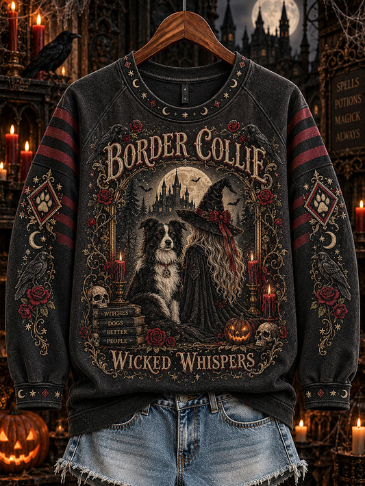 Women's Halloween Gothic Dog Pattern Printed Leisure Sweatshirt
