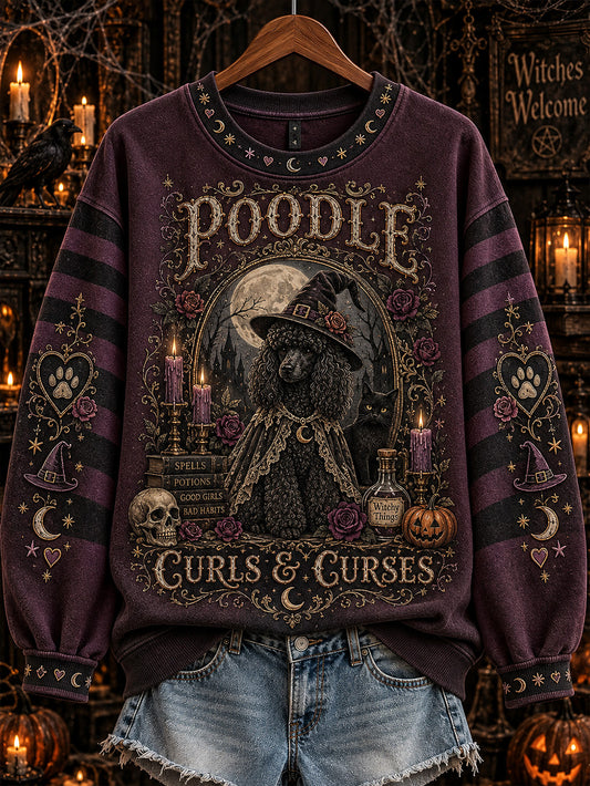 Women's Halloween Gothic Dog Pattern Printed Leisure Sweatshirt