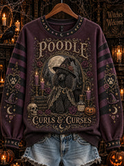 Women's Halloween Gothic Dog Pattern Printed Leisure Sweatshirt
