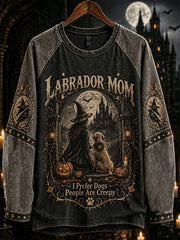 Women's Halloween Witch and Dog Pattern Leisure Long Sleeve T-Shirt