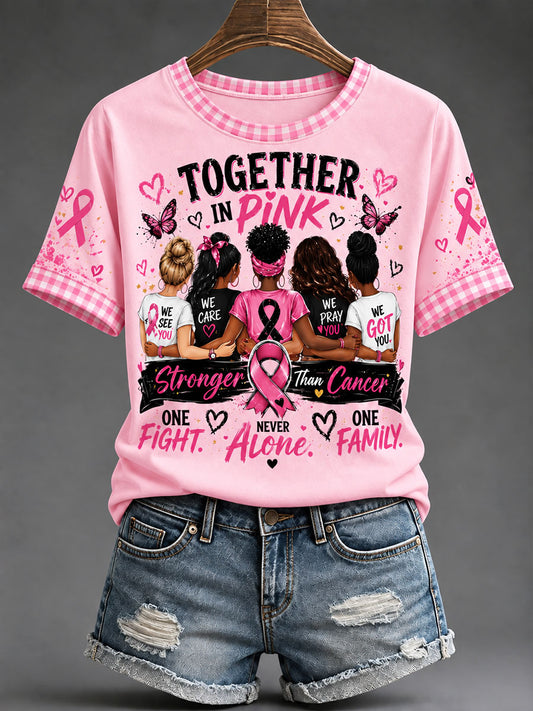 Women's Breast Cancer Awareness Print T-shirt