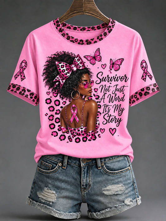 Women's Breast Cancer Awareness Print T-shirt