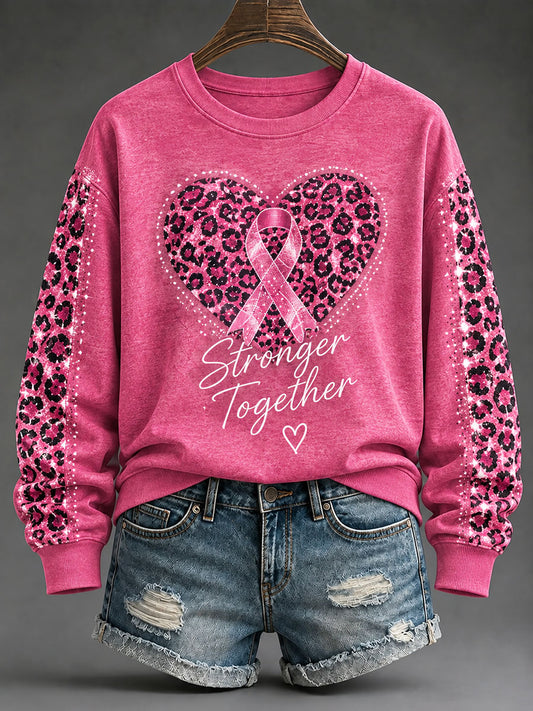 Women's Breast Cancer Awareness Print Regular Sweatshirt