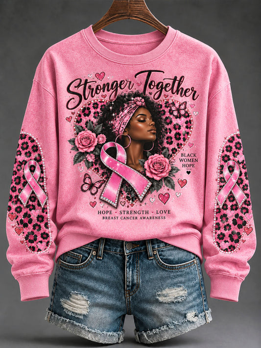 Women's Breast Cancer Awareness Print Regular Sweatshirt