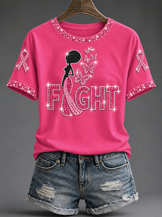Women's Breast Cancer Awareness Print T-shirt