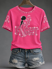 Women's Breast Cancer Awareness Print T-shirt