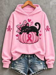 Women's Breast Cancer Awareness Support Print Sweatshirt
