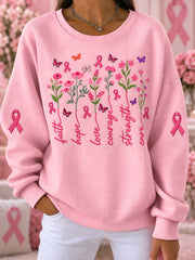 Women's Breast Cancer Pink Print Casual Sweatshirt