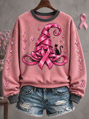 Women's Breast Cancer Awareness Pink Floral Art Printed Sweatshirt