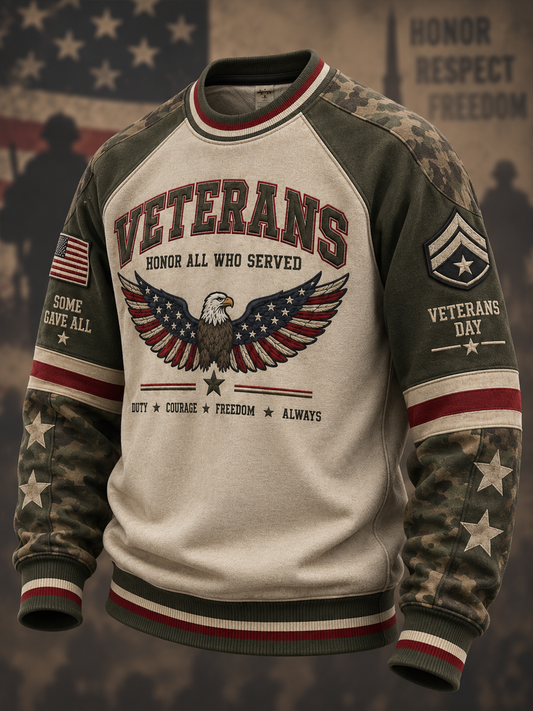 Men's U.S. Veterans Day Printed Crew Neck Sweatshirt