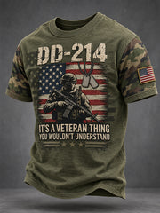Men's Veterans Day US Flag Camouflage Print Casual Tee