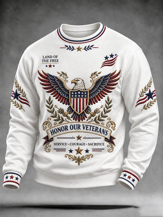 Men's U.S. Veterans Day Printed Crew Neck Sweatshirt