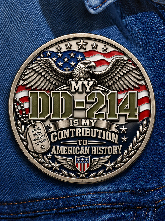 Unisex Veteran Pride DD-214 Print Brooch