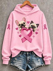 Women's Breast Cancer Awareness Support Print Sweatshirt