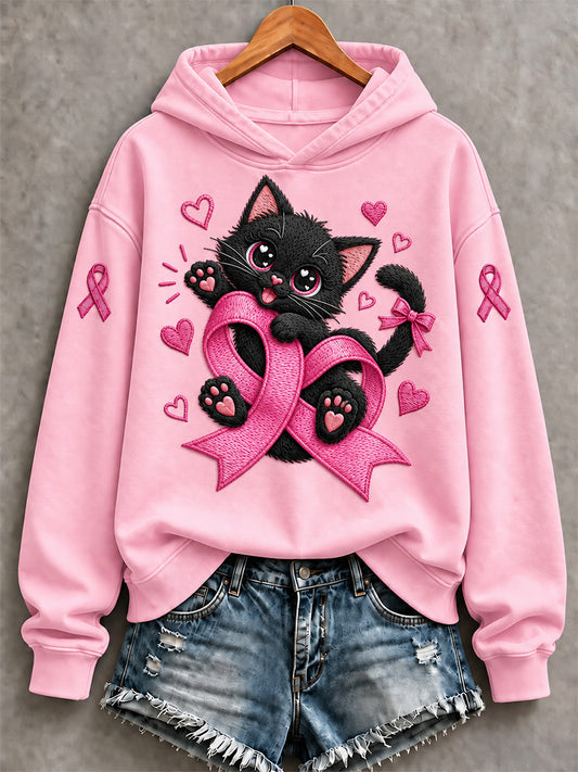 Women's Breast Cancer Awareness Support Print Sweatshirt