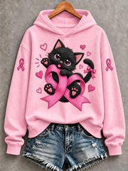 Women's Breast Cancer Awareness Support Print Sweatshirt