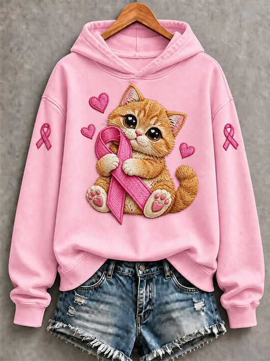 Women's Breast Cancer Awareness Support Print Sweatshirt