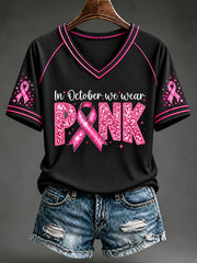 Women's Breast Cancer Pink Ribbon Short-Sleeved T-Shirt