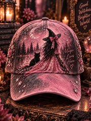Breast Cancer Awareness Witch Print Casual Unisex Hat