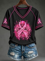 Women's Breast Cancer Pink Ribbon Short-Sleeved T-Shirt