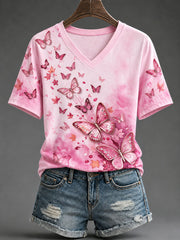 Women's Breast Cancer Awareness Print Casual T-Shirt
