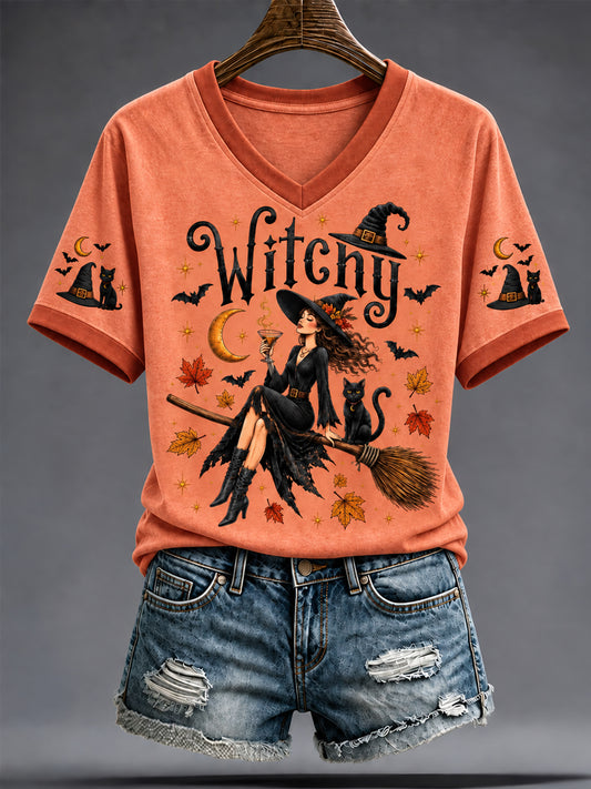 Women's Halloween Witch Short Sleeve T-shirt