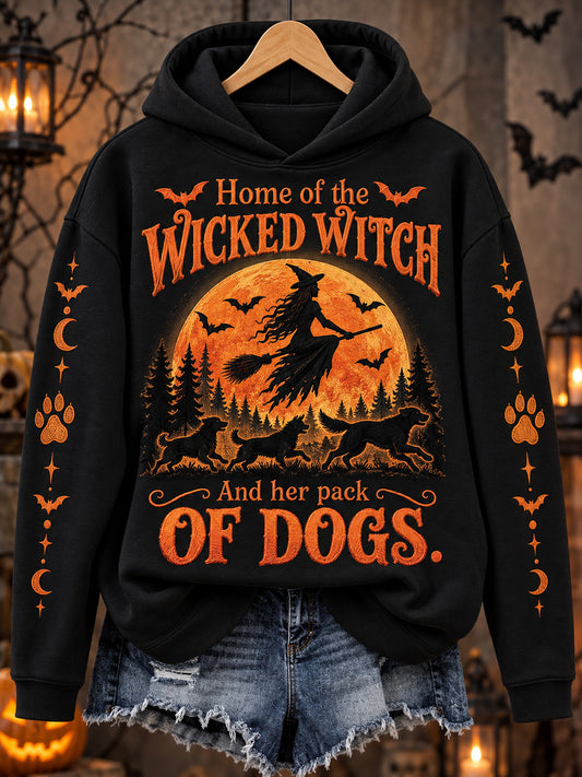 Women's Home Of The Wicked Witch And Her Pack Of Dogs Print Sweatshirt