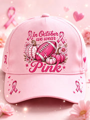 Unisex Tackle Breast Cancer In October We Wear Pink Football Print Breast Cancer Awareness Support Hat