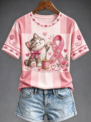 Women's Breast Cancer Awareness Pink Art Print T-shirt