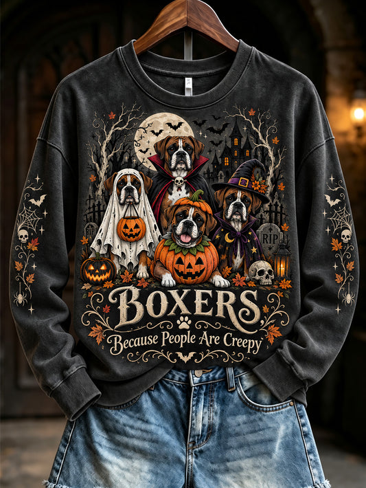Women's  Halloween Costume Dog Pattern Design Casual Sweatshirt