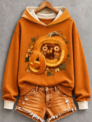Women's Halloween Funny Pumpkin Face Art Print Hoodie