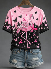 Women's Breast Cancer Awareness Printed Casual T-Shirt