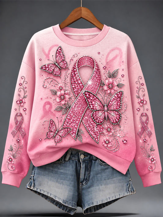 Women's Breast Cancer Print Sweatshirt