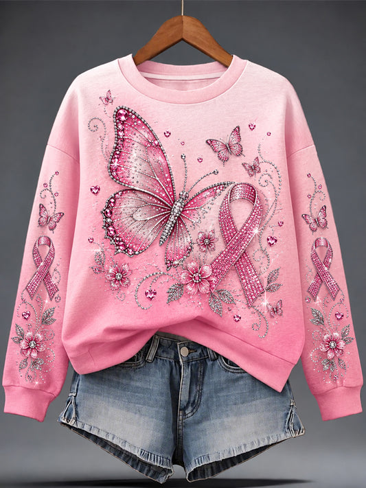 Women's Breast Cancer Print Sweatshirt
