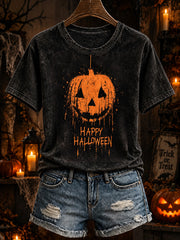 Women's Halloween-themed pattern print casual short-sleeve T-shirt