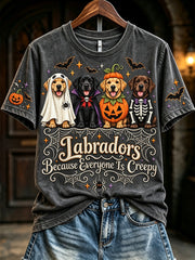 Women's Labradors Because People Are Creepy Halloween Print Short-sleeved T-shirt