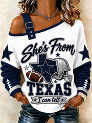 Women's Football Gameday Gift For Football Fans Casual Off-Shoulder Sweatshirt