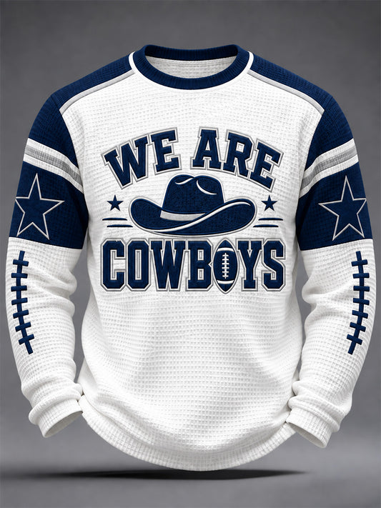 Men's Football Gameday Gift For Football Fans Casual Waffle Long Sleeve T-Shirt