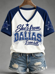 Women's Football Gameday Gift For Football Fans Casual V-Neck Tee