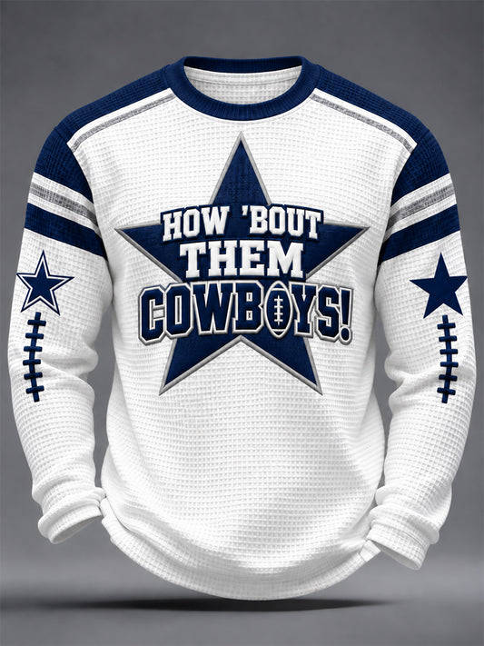 Men's Football Gameday Gift For Football Fans Casual Waffle Long Sleeve T-Shirt